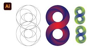 Number 8 Logo Design in Adobe Illustrator cc