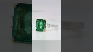 3.55 ct Certified Natural Emerald Ring in 18k White and Yellow Gold - Orogem Jewelers