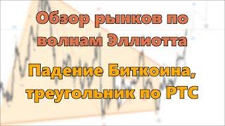 Обзор рынков по волнам Эллиотта. Падение Биткоина, треугольник по РТС