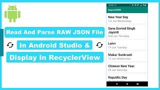 Display items in a RecyclerView from RAW JSON file locally | Android Tutorials