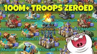 Lords Mobile - Epic 100m+ troops full t4 comp zeroed. 4billion player! How many rallies to zero it?