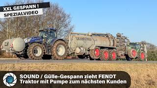 ABSOLUT SELTEN! Super-Güllegespann zieht Pumpenschlepper hinter sich her! New Holland T7 & Fendt