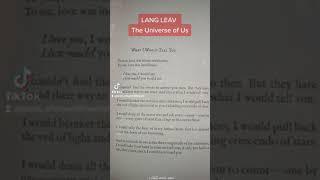 "What I Would Tell You" by Lang Leav (The Universe of Us) #spokenwordpoetry #langleavpoem #poem