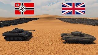 500 German WW2 Tanks VS 500 British WW2 Tanks | Ultimate Epic Battle Simulator 2