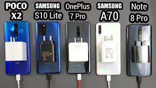 Poco X2 vs S10 Lite vs OnePlus 7 Pro vs Samsung A70 vs Redmi Note 8 Pro | Battery Charging Test