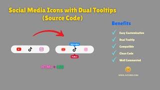 How to Create Social Media Icons with Dual Tooltips Using HTML and CSS (Free Source Code)