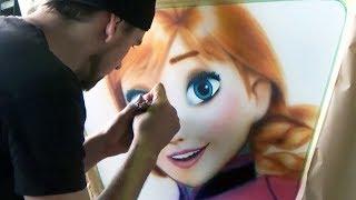 Anna from Frozen painting using aerograf airbrush custom painting graffiti art