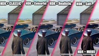 PUBG Mobile HDR Graphics Comparison CLASSIC vs COLORFUL vs REALISTIC vs SOFT vs MOVIE Who is Better