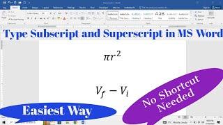 Easiest Way to Type Subscripts and Superscript in MS Word | Type Sub and super Script , No Shortcut