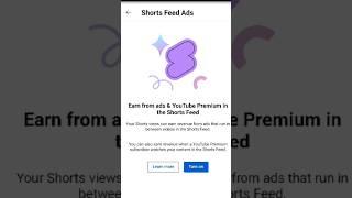  Shorts Feed Ads &YouTube Premium earn money on YouTube Shorts #shortfeedads #fullwatch #link