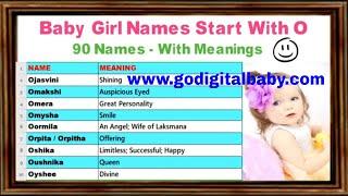 Baby Girl Names Start With O | Hindu baby girl names start with O