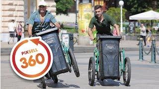 360 VIDEO: Garbage man bike race on the main square