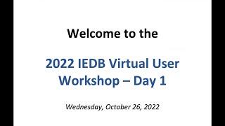 2022 User Workshop – 1.0 & 1.1 – Day 1 Introduction & Database Overview