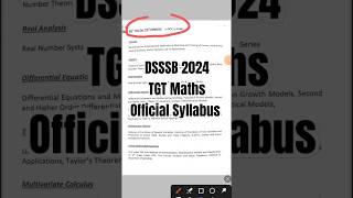 DSSSB TGT Maths Official Syllabus 2024 Dsssb tgt maths syllabus 2024 tgt maths dsssb #explore