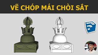 Dựng hình cái chóp của chòi, sử dụng Vertex và Spline  trong Sketchup