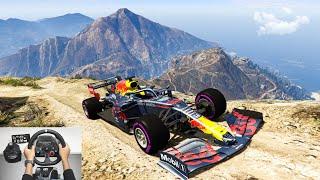 Redbull F1 Car vs Mountain | Logitechg29 gameplay | F1 Car Drag Race | GTAV | F1 Highlights