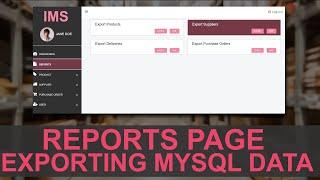 PHP Project: How To Create Reports Page - Exporting MySQL Database To Excel PDF using PHP - PART 1
