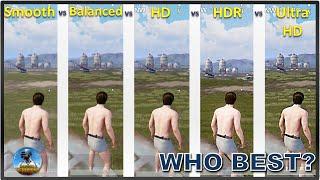 Smooth Vs Balanced Vs HD Vs HDR Vs ULTRA HD - GRAPHICS COMPARISON | PUBG MOBILE | BGMI