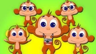 pięć małych małp | kołysanki | Five Little Monkeys | Polish Kids Songs