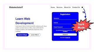 How To Create Website With Registration Form using HTML, CSS, and JavaScript | Dark & Light Theme.