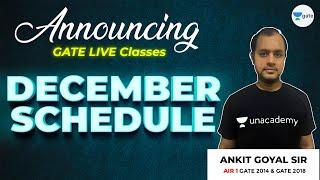 Announcing GATE/ESE 2021 YouTube Live Classes Schedule | December Month | Live at 10 PM