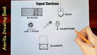 Input devices of computer drawing | How to Draw Input devices easily  | Input devices drawing Easy