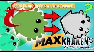 KRAKEN AT 5 MILLION XP (5008.9K XP) // MAX KRAKEN // NEW ANIMAL? // Mope.io