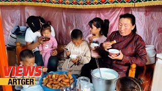 What Do Mongols Eat For Dinner! A Day with the Mongol Family! | Views