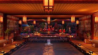 Japanese Onsen ASMR Ambience  Relaxing Spa Sounds For Sleep, Relax Or Focus In A Japanese Garden.