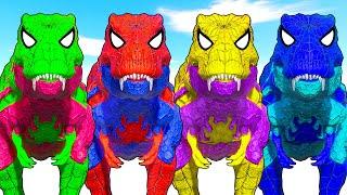 Tyrannosaurus Rex vs Ultimate Pro 8 Superhero Team l Winter Battle Royale Jurassic World Evolution 2