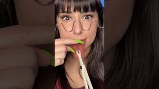 ASMR Girl Gives Herself Tongue Piercing  #asmr #shorts #asmrvideos