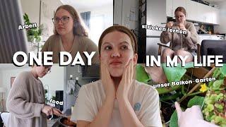 stricken lernen, food, Arbeit & unser Balkon-Garten || one day in my life