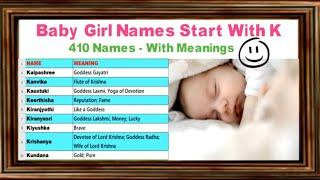 Baby Girl Names Start With K | Hindu baby girl names