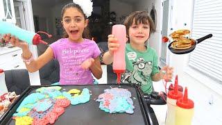 Pancake Art Challenge Zack vs Heidi! Learn and Play with Zack