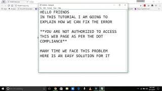 FIX *YOU ARE NOT AUTHORIZED TO ACCESS THIS WEB PAGE AS PER THE DOT COMPLIANCE*EASY SOLVE 2017 LATEST