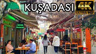 KUŞADASI AYDIN TURKEY | CITY CENTER WALKING TOUR | 4k UHD 60fps | 28 March 2022