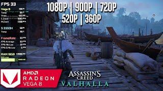 Vega 8 | Assassin's Creed Valhalla - 1080p, 900p, 720p, 540p, 360p