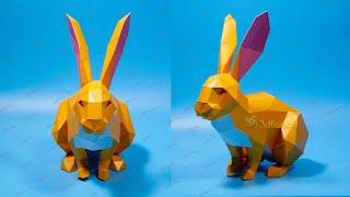 How to make Papercraft Rabbit Low poly 3D Rabbit  | DIY Rabbit Step by step - Rabbit paper model