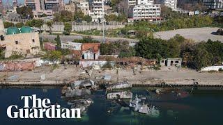 Drone footage shows destroyed vessels at northern Syrian port of Latakia