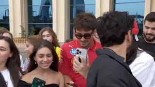 Charles Leclerc gets mobbed by fans in Baku | F1 Driver arrivals in F1 Paddock | Behind the scenes