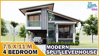 Modern Split Level House | 7.5 x 11 meters| 4 Bedroom with Swimming Pool