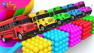 The Wheels on The Bus Song️Colorful Bus & SUPRISE EGGSBluLoo Nursery Rhymes