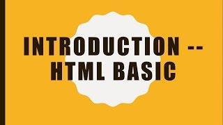 Introduction -- HTML Basic (English)