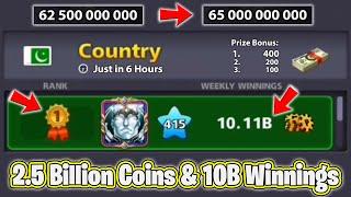 I Got 2.5 Billion Coins & 10 Billion Winning in Just 6 Hours - Country TOP - 8 Ball Pool GamingWithK