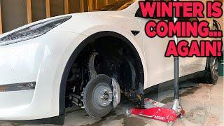 Tesla Model Y Winter Tire and Wheel DIY Install How to Guide | It actually LOOKS BETTER!