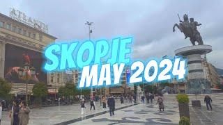 4 Greek men visited Skopje in a raining day May 2024 Walking in the city