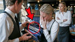 The waitress was accused of stealing from an expensive restaurant. Having opened her purse, everyone