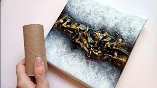 Acrylic Abstract Painting with Toilet Paper Rolls | DIY Textured Painting 