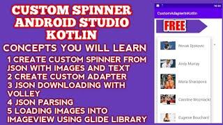 Spinner Android Studio - Kotlin Custom Spinner with Json Data from URL Volley & Glide [ Kotlin ]