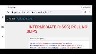 How to download Roll number Slip Bise Peshawar (Private, Improvement student)